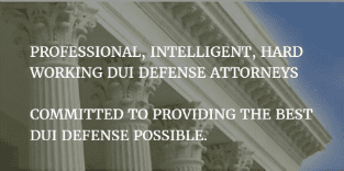 Advertising banner for DUI defense attorneys emphasizing professionalism and intelligence.